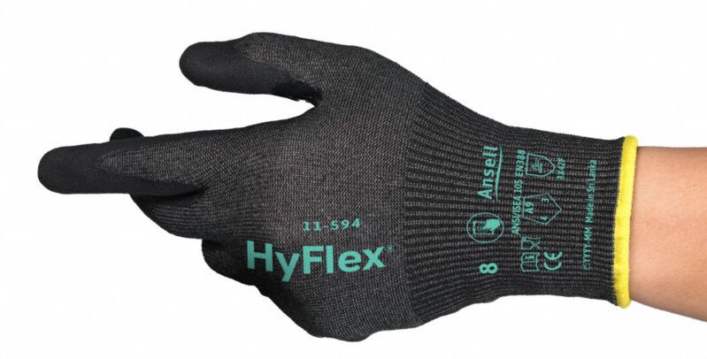 Knit Gloves sz 10 Black Nitrile PR