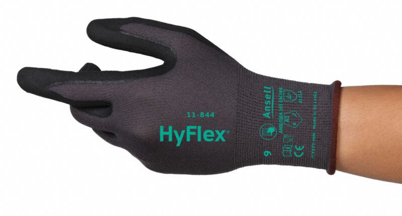 Knit Gloves sz 5 Black Nitrile PR