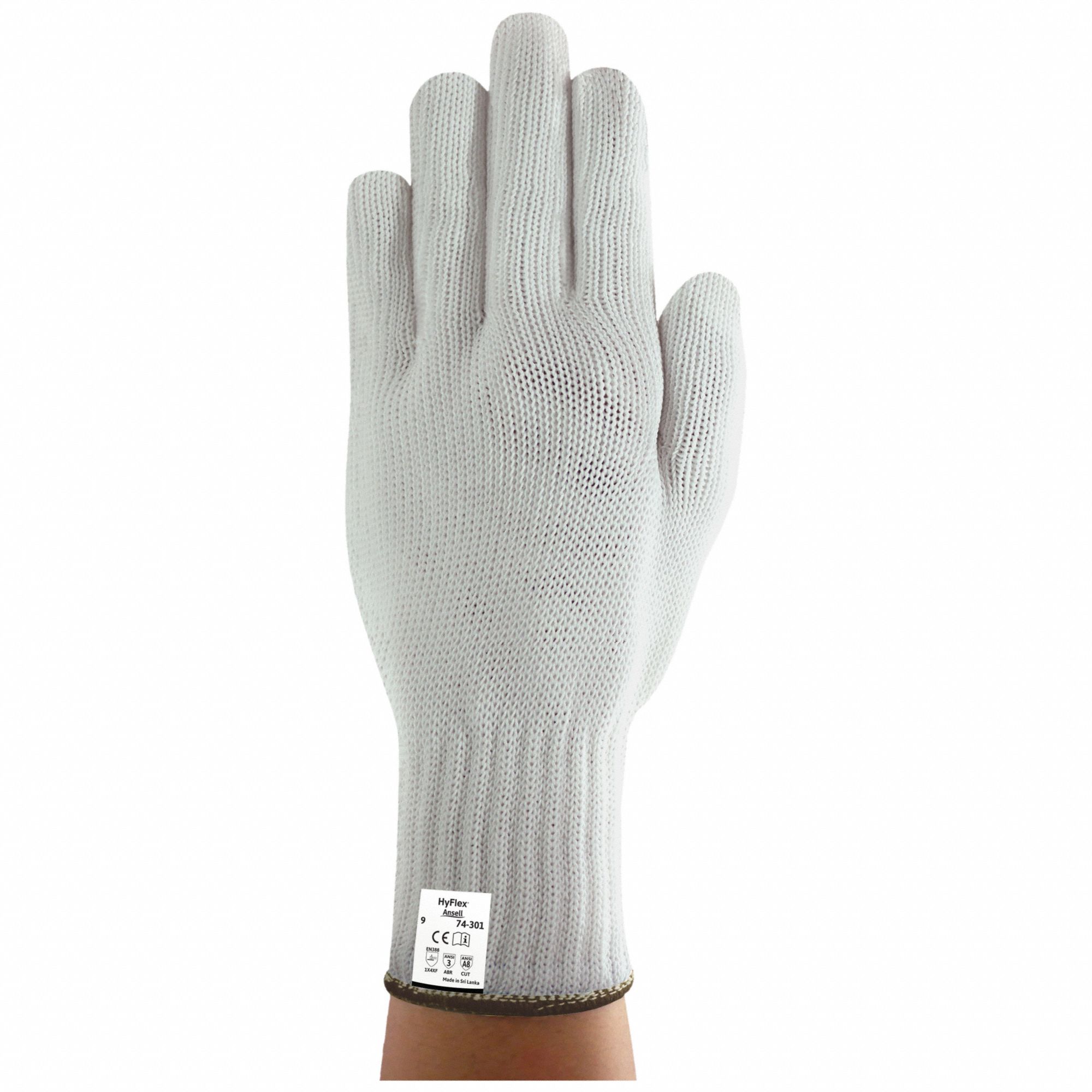 Knit Glove: L ( 9 ), ANSI Cut Level A8, Uncoated, Uncoated, Dyneema®, Silicone-Free