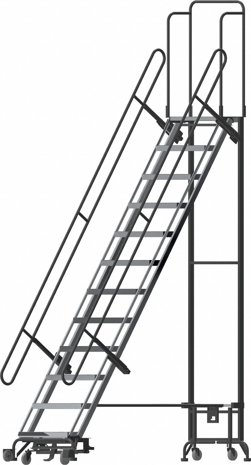 Hybrid Ladder: 10.2 ft Platform Ht, Unassembled, Spring-Loaded Casters, Aluminum/Steel