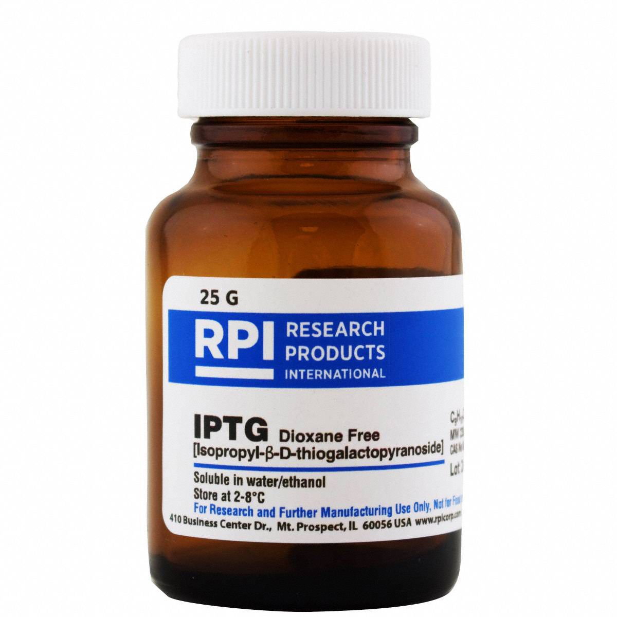 IPTG - Dioxane Free: Lab, 25 g, 367-93-1, Reagent, Powder, 18 mo Shelf Life, 1