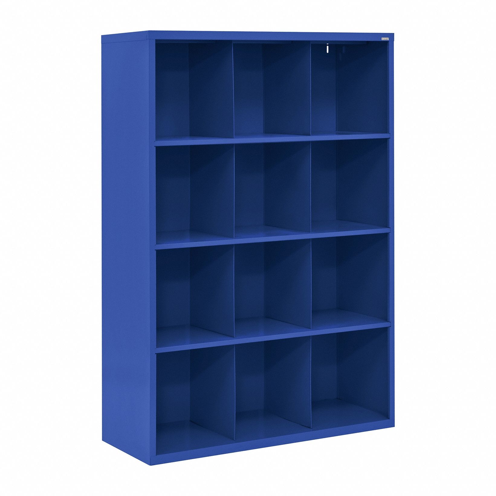 Cubby Cabinet: 46 in x 18 in x 66 in, 12 Compartments, 14 1/2 in x 17 1/2 in x 15 in, Blue