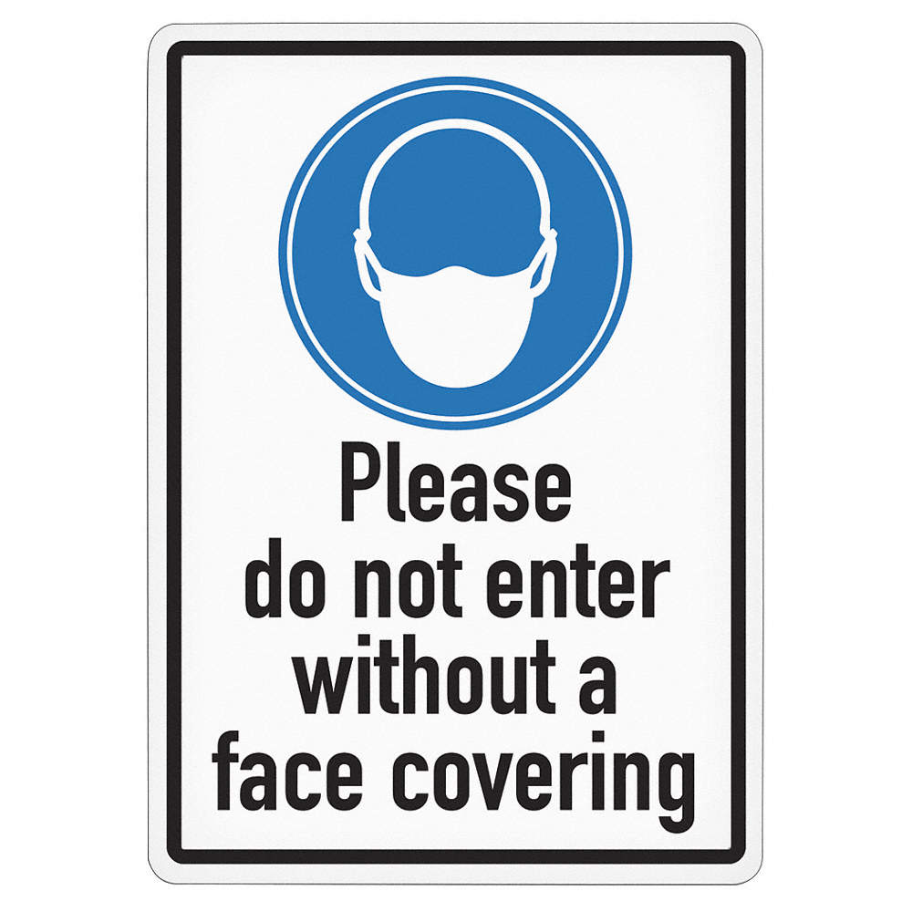 17 Dia. Blue/White INCOM Manufacturing Group FACE Covering Required Floor Sign