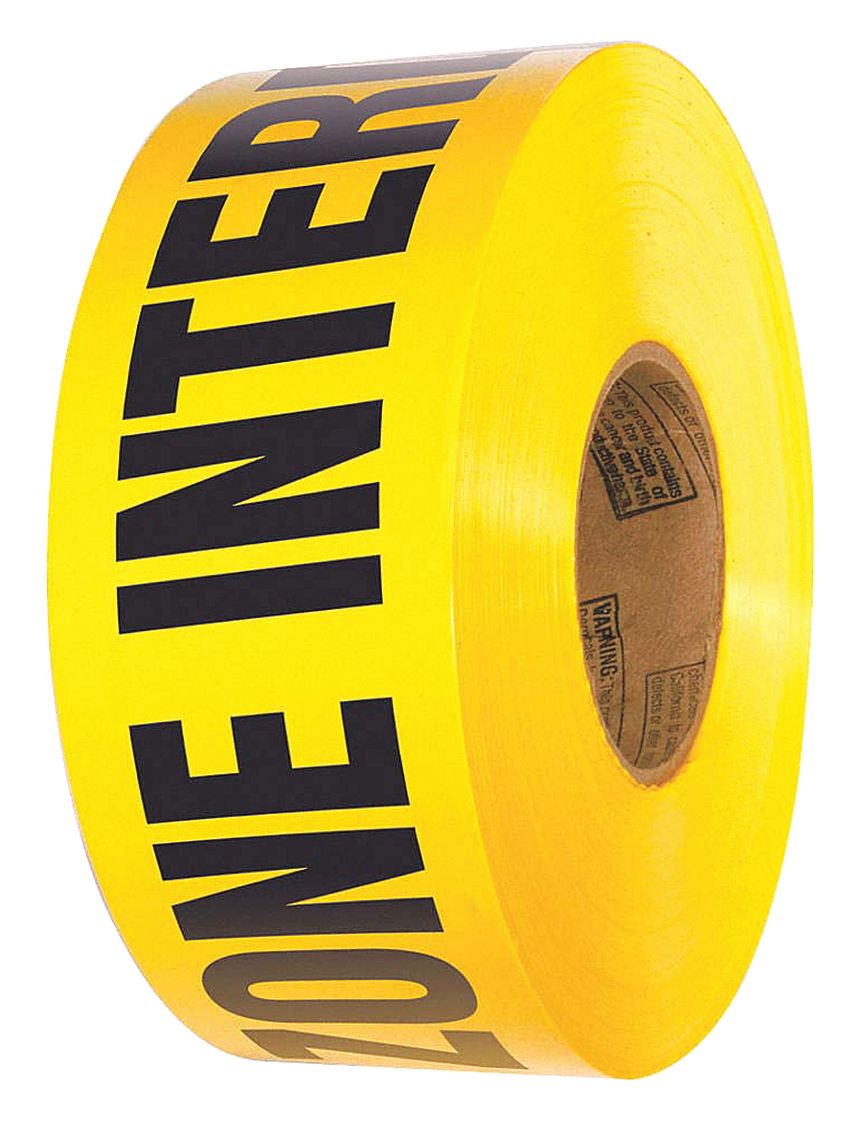BARRICADE TAPE, ZONE INTERDITE, YELLOW, 1000 X 3 IN/2 MIL, LDPE