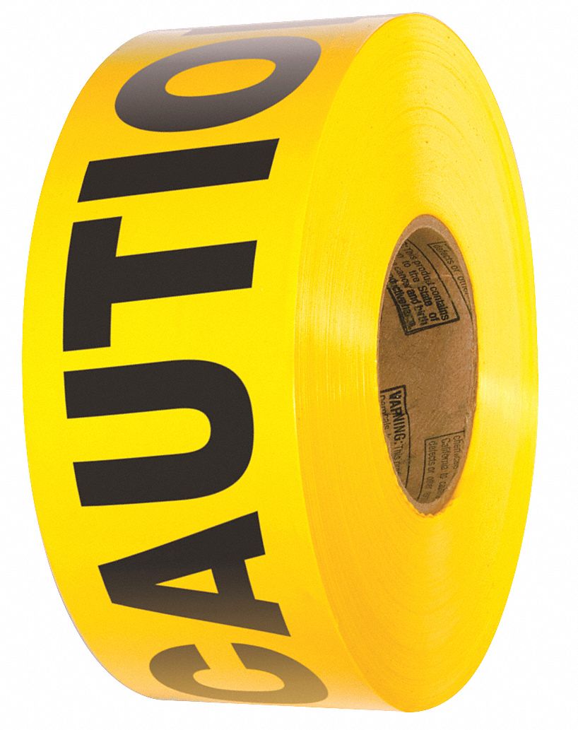 RUBAN BARRICADE, MISE EN GARDE, JAUNE, 1000X3PO, PEBD