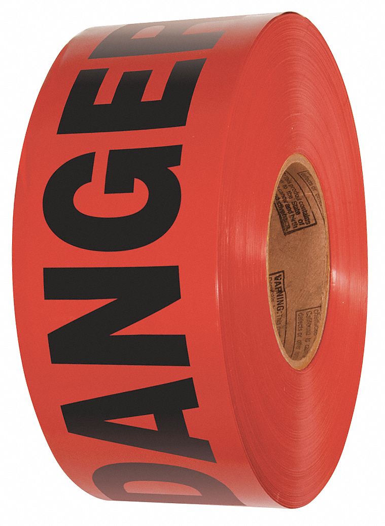 RUBAN BARRICADE, DANGER, ROUGE, 200X3PO, PEBD