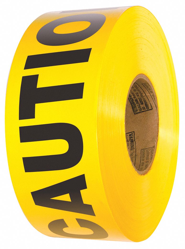RUBAN BARRICADE, MISE EN GARDE, JAUNE, 200X3PO, PEBD