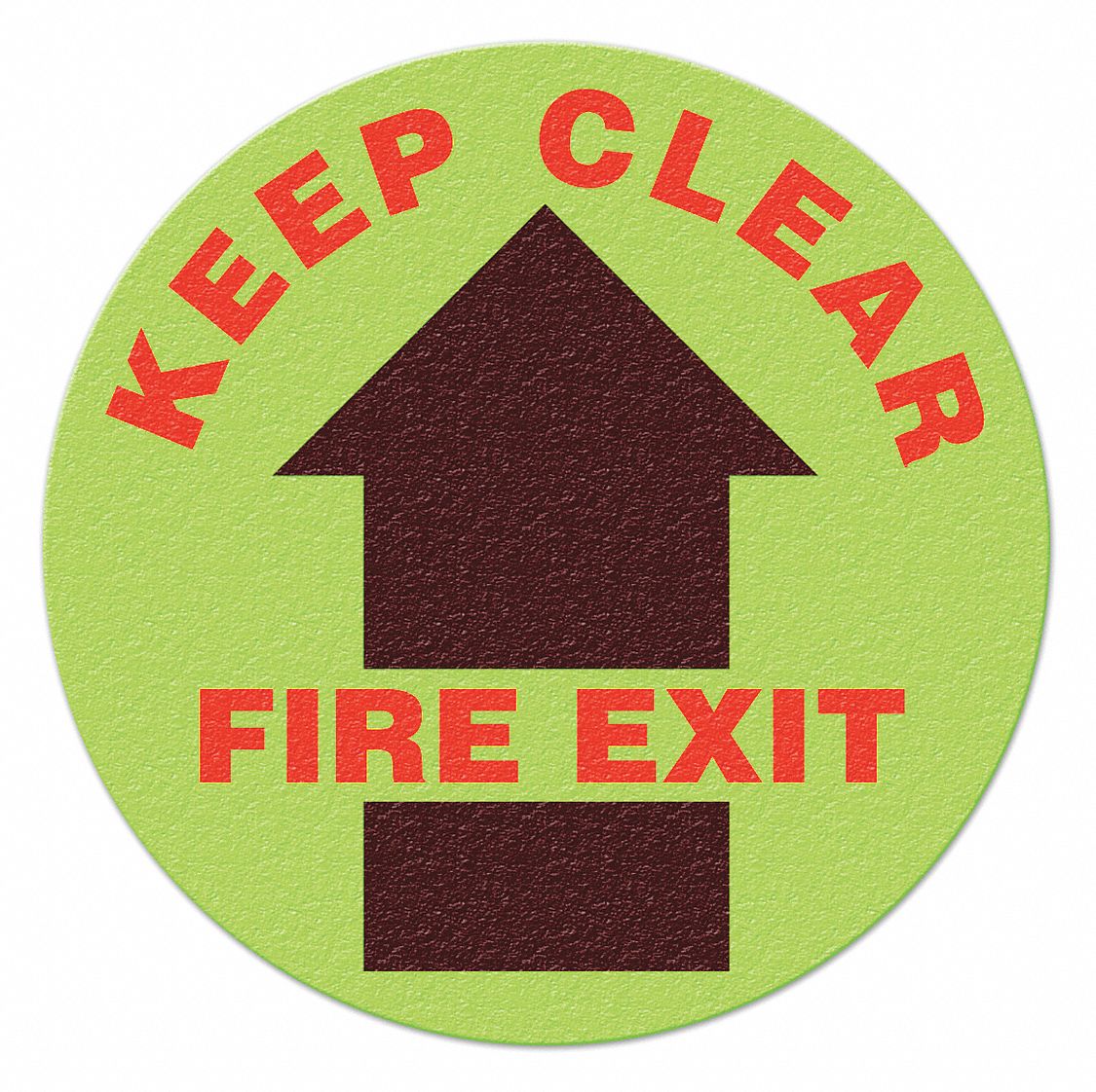KEEP CLEAR/FIRE EXIT FLOOR SIGN, GLOW/RED, 17 X 17 IN, VINYL