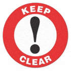 TRAFFIC SIGN, KEEP CLEAR, FLOOR SIGN, WHITE/RED, 17 IN, VINYL, ADHESIVE