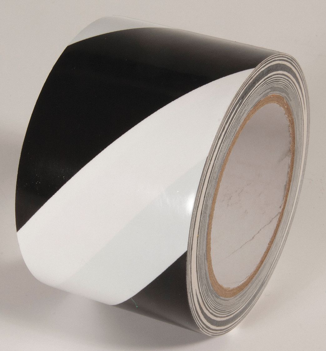 FLOOR TAPE,BLACK/WHITE,108FT L X 3 IN W