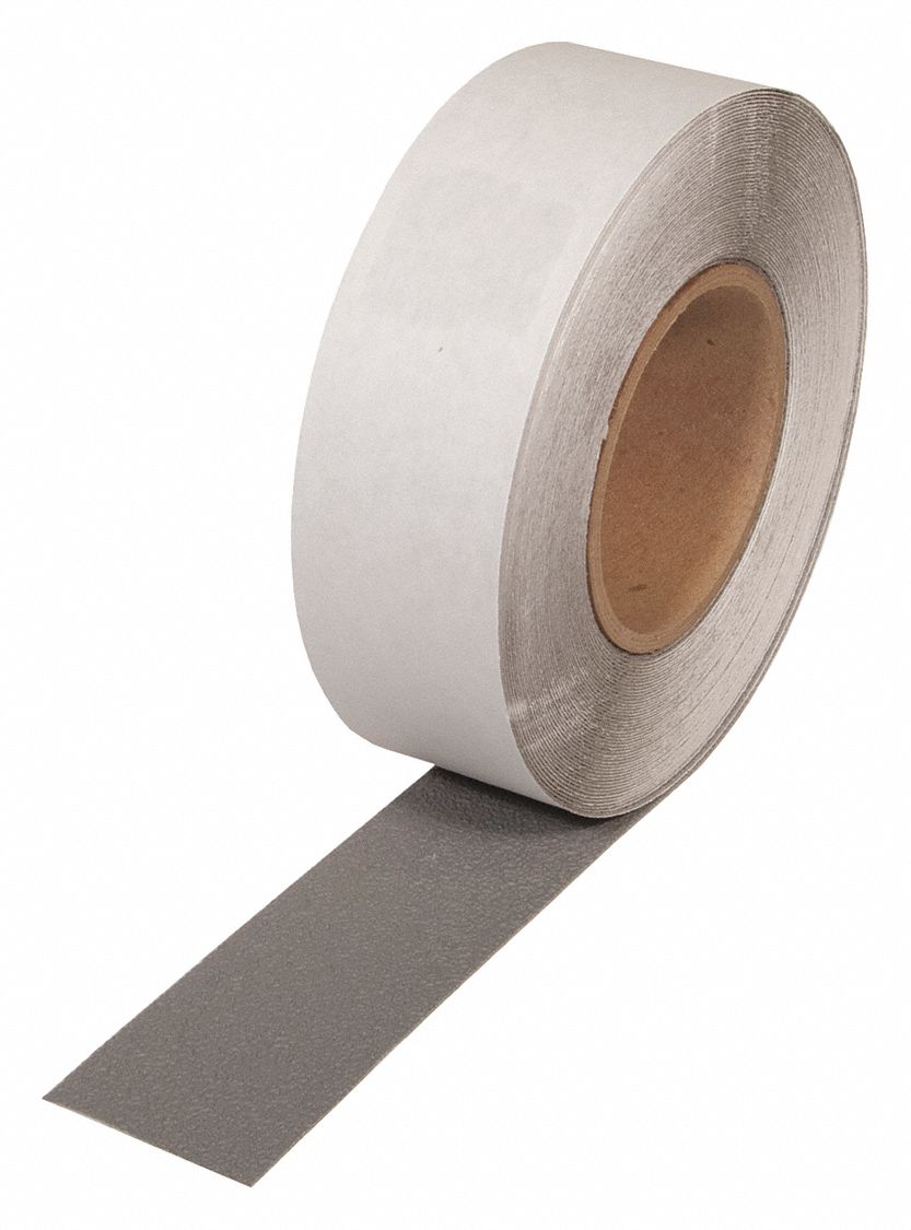 ANTI-SLIP TAPE, 55 OZ/IN, GREY, 60 FT L/2 IN W/3 IN DIA, 30 MIL THICK, RUBBER/VINYL PVC/ACRYLIC
