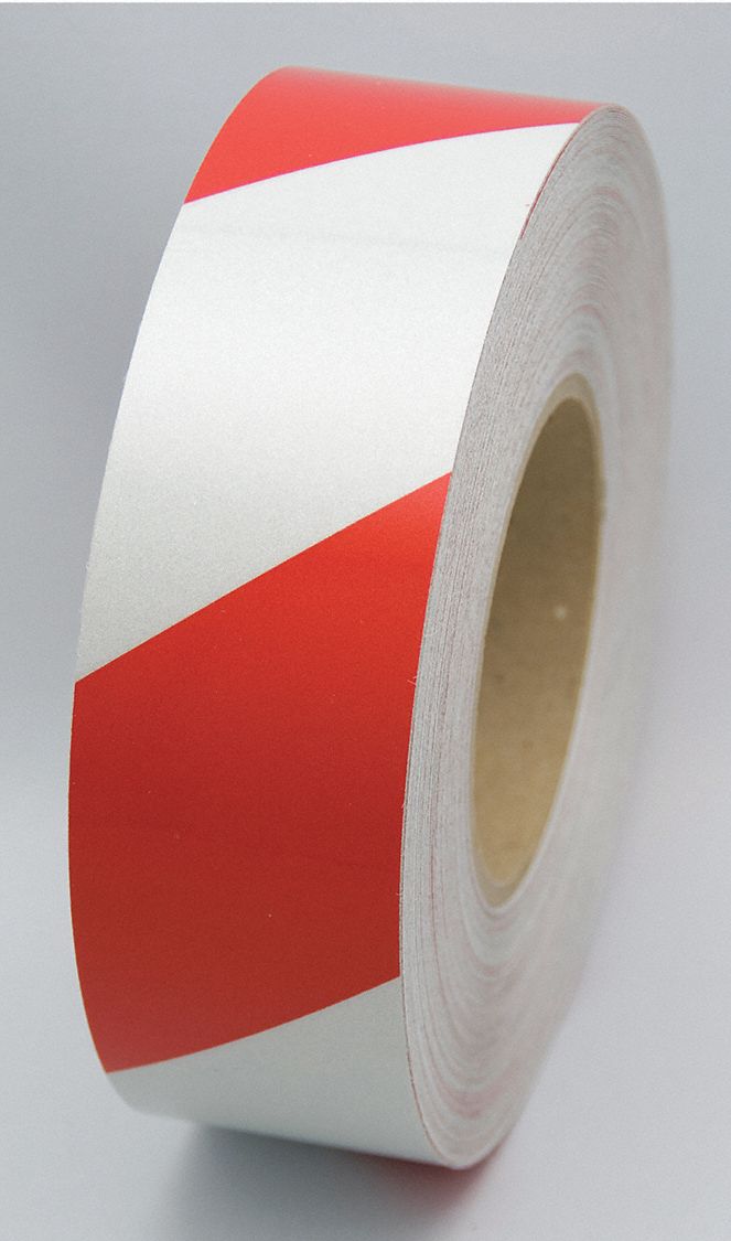 RUBAN,MARQUAGE RÉFLÉCHISSANT,TEMP FONCT 32 À 150 ° F,MOTIF DE RAYURES,RGE BLC,150 PI L.,2 PO L.