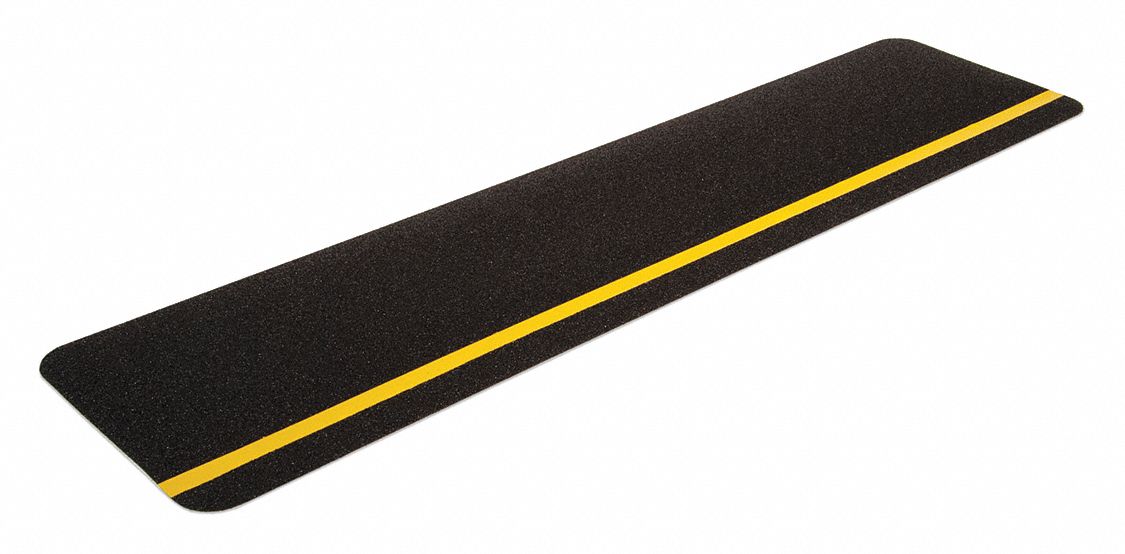 ANTI-SLIP TAPE, 80 OZ/IN, BLACK/YELLOW, 2 IN L, 6 IN W, 32 MILS THICK, ACRYLIC/ALUMINUM OXIDE