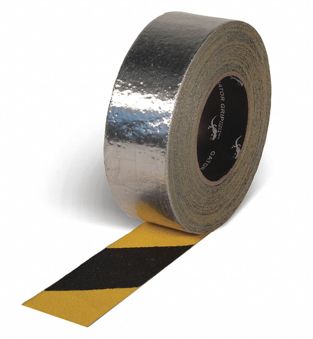 ANTI-SLIP TAPE, CONFORMABLE, BLACK/YELLOW, 60 FT L/2 IN W, 40 MILS THICK, ACRYLIC/ALUMINUM OXIDE