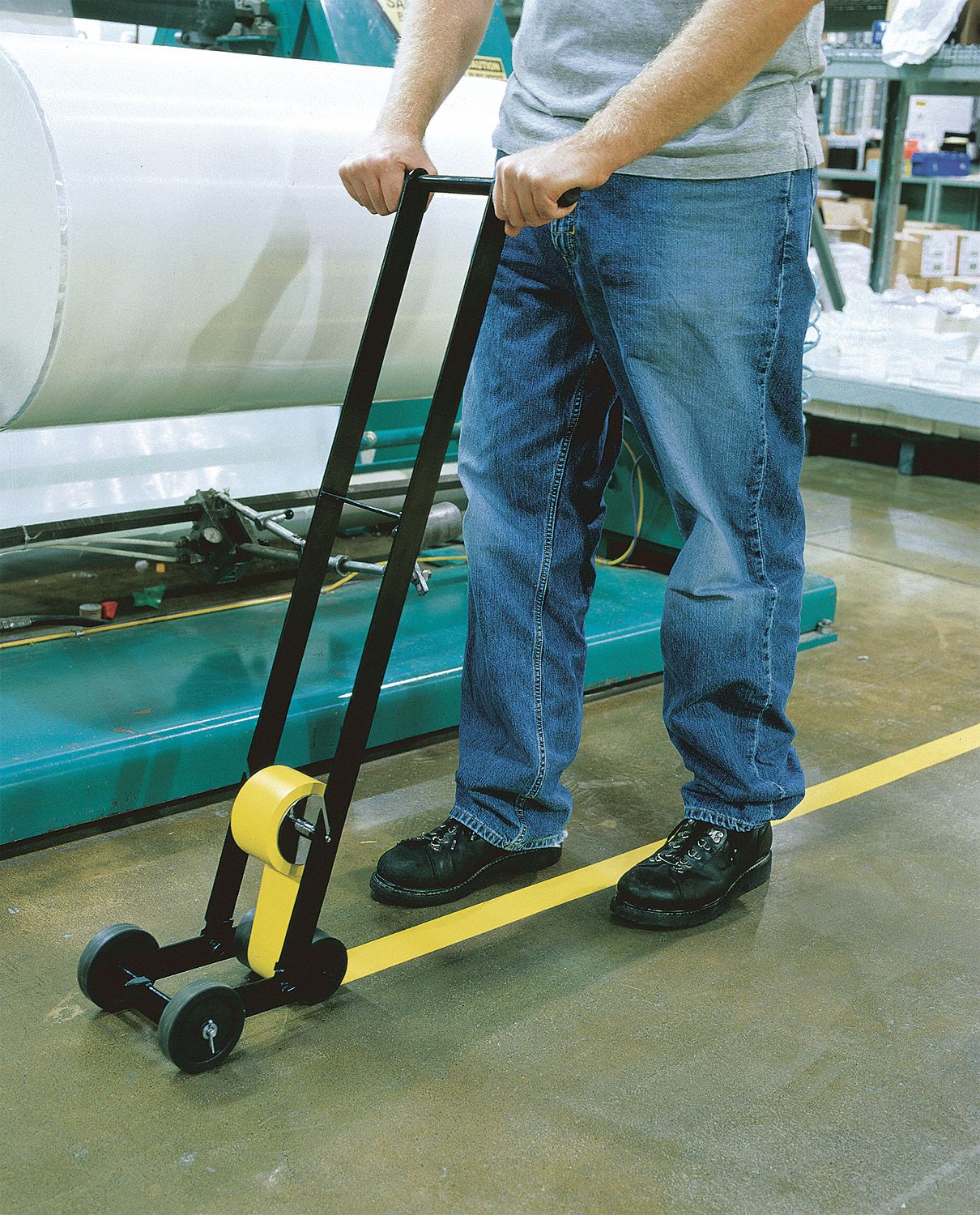 FLOOR TAPE APPLICATOR, 4 IN MAX TAPE WIDTH, 39 IN OVERALL HEIGHT, STEEL