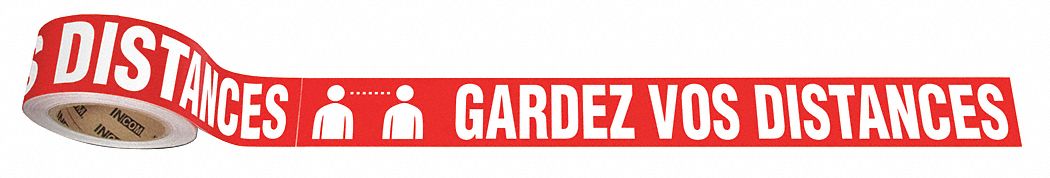 RUBAN,MESSAGE SOL,RGE BLC,56 PI L.,2 1/4 PO L.,4,25 PO DE DIA,0,012 PO ÉPAIS,SURFACE ANTIDÉRAPANTE