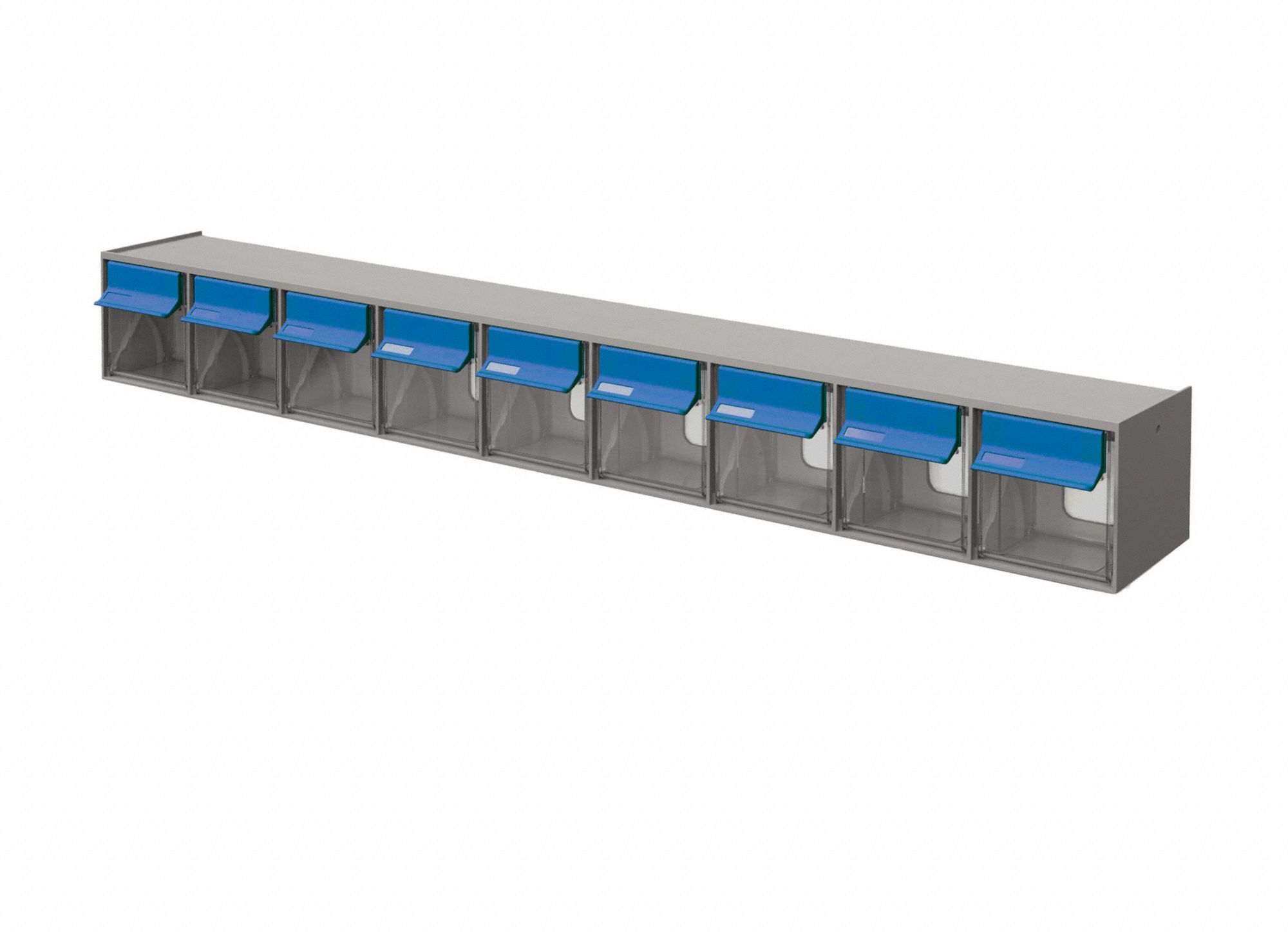 TILT BIN, 9 COMPARTMENTS,CLEAR/BLUE