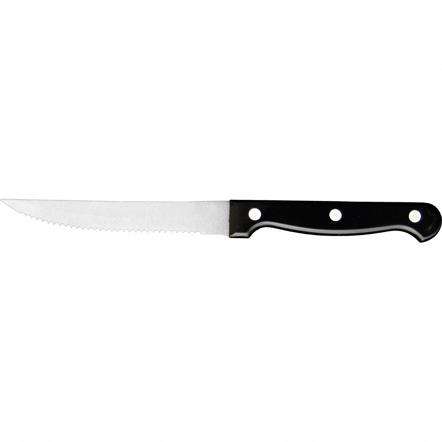Steak Knife: Steak, ABS/Stainless Steel, 8 7/8 in Overall Lg, Black