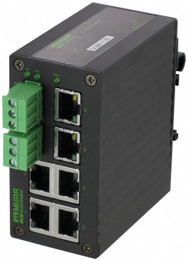 Ethernet switch: Unmanaged, DIN Rail, 6 Ports, RJ45, 100 mbps/Ethernet, IP40