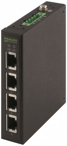 Ethernet switch: Unmanaged, DIN Rail, 4 Ports, RJ45, 100 mbps/Ethernet, IP50