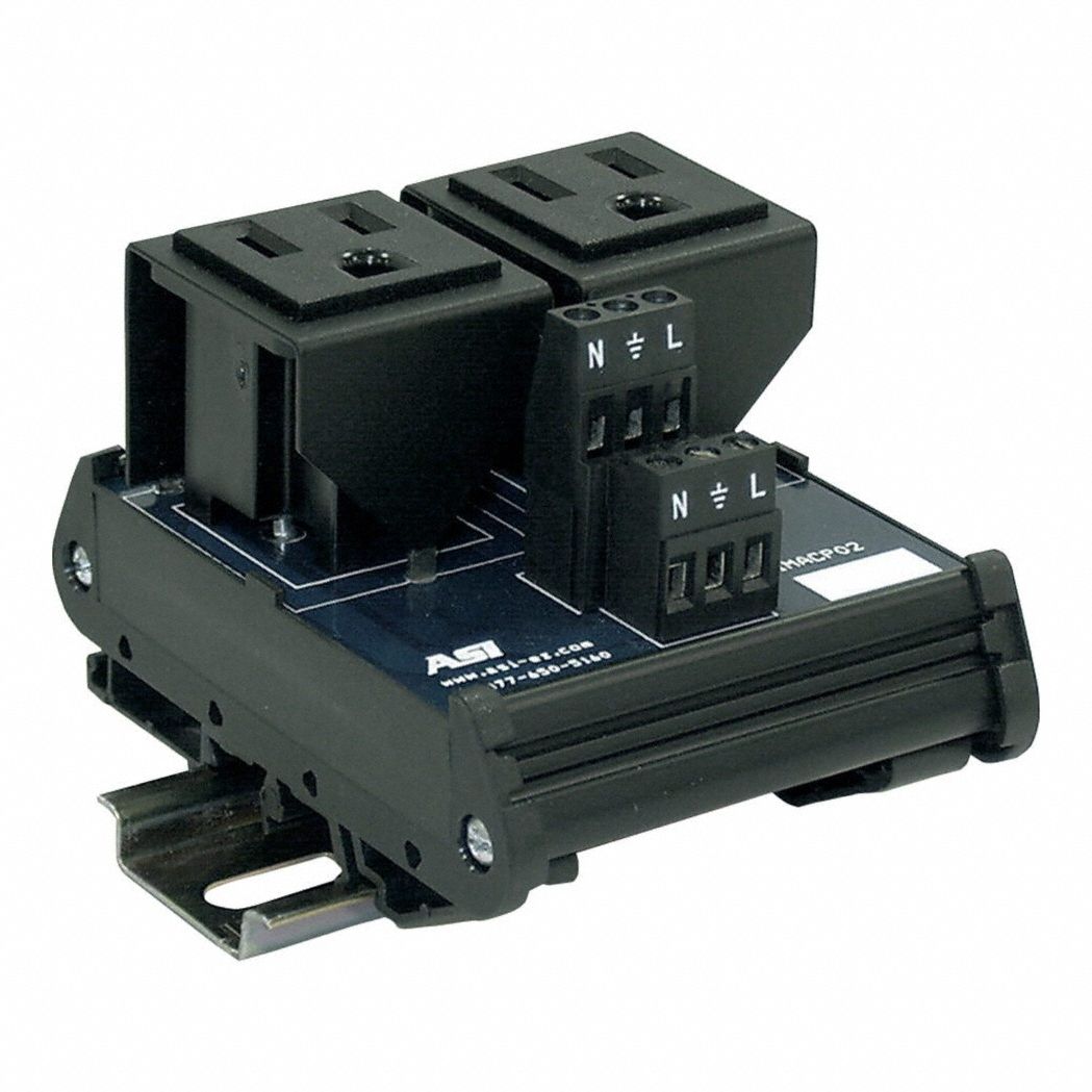 DIN Rail Mount Receptacle, 125 V AC 808CF6IMACP02 Grainger