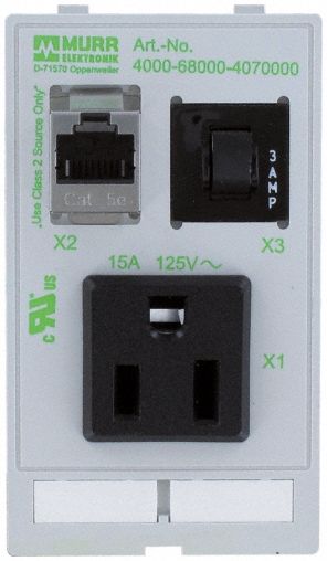 Combination Insert: RJ45 Cat5E, NEMA 1-15, (1) 3A Fuse, 125 V AC Socket Volt Rating