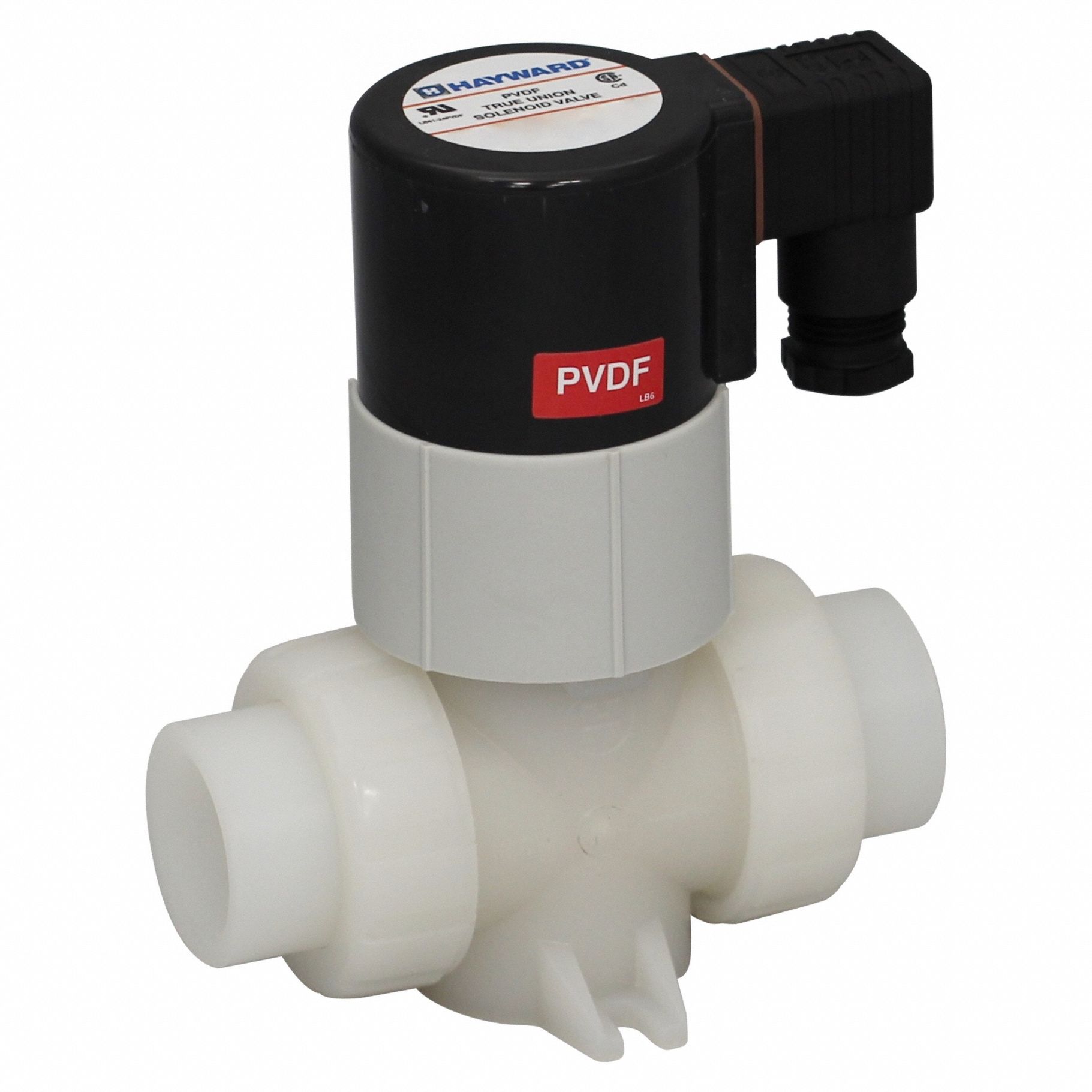 Solenoid Valve: 2-Way, Normally Closed, 1 in Pipe Size, 12V AC/DC, Inline Single, PVDF Body