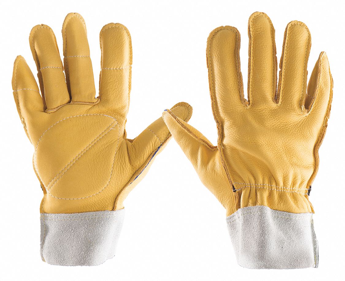 615-20 ALL LEATHER GLOVES, M, LEATHER, VEP, SAFETY CUFF, CE, 420:2003+A1:2009