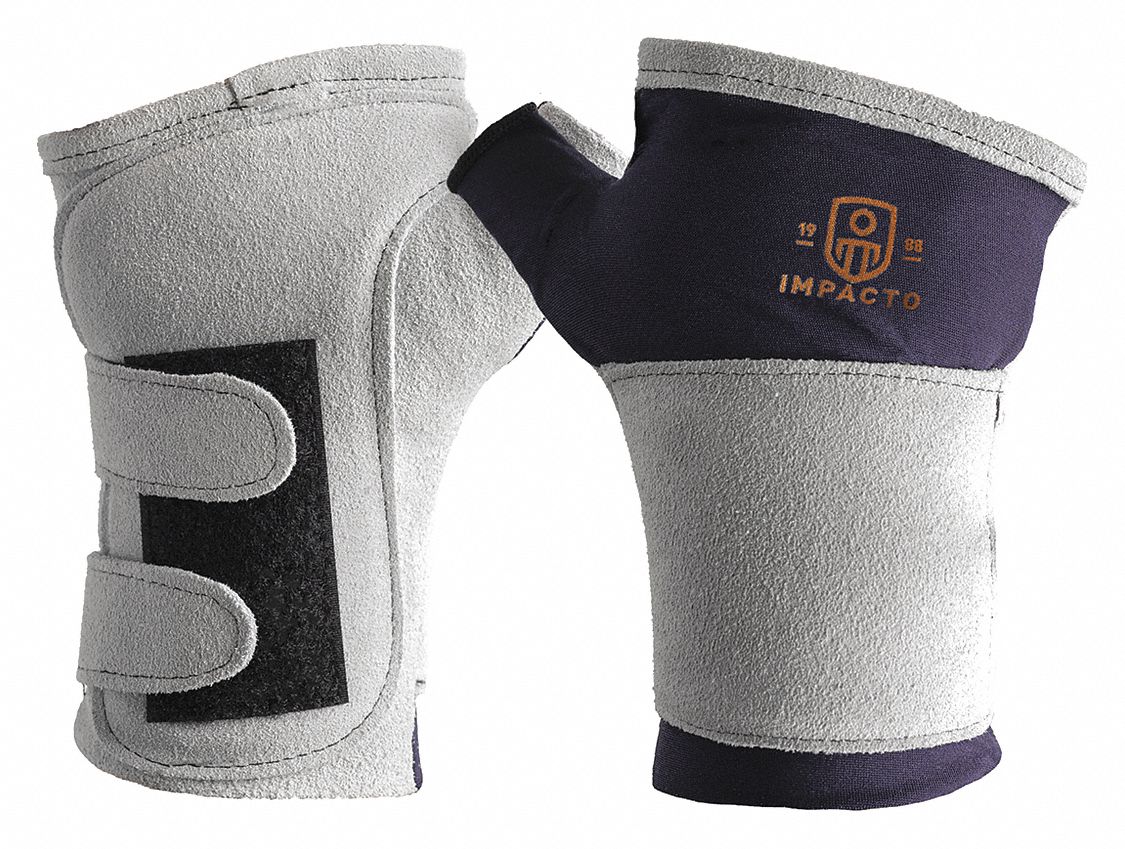 WRIST SUPPORT, LEFT HAND, FINGERLESS, LARGE, BLUE/GREY, POLYCOTTON/SUEDE