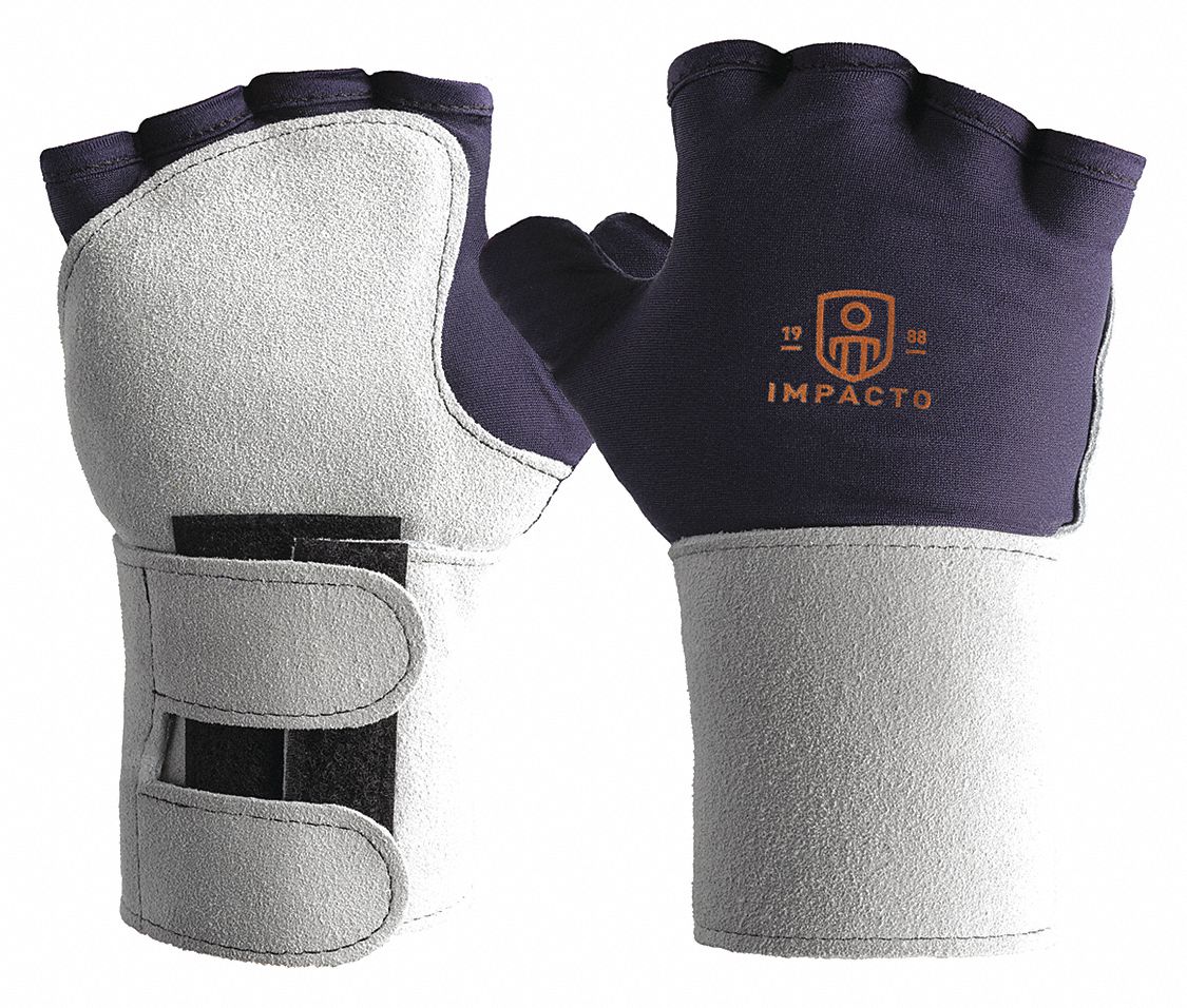 GLOVE, IMPACT RESISTANT, WRIST SUPPORT, ANTI-ABRASION, FINGERLESS, L, LEATHER, LEFT