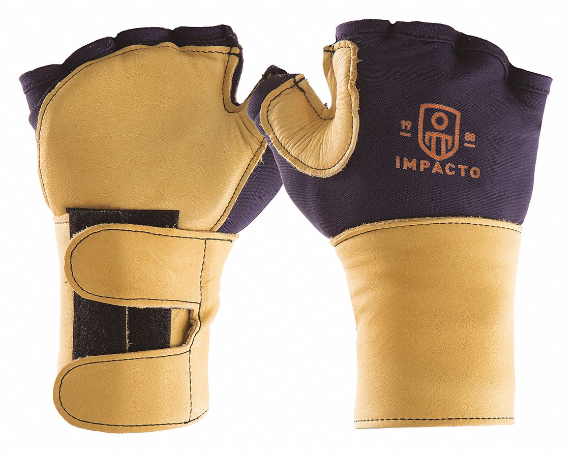 GLOVES AND WRIST SUPPORT, M, DETACHABLE GRAIN LEATHER CUFF, LEFT-HAND STYLE