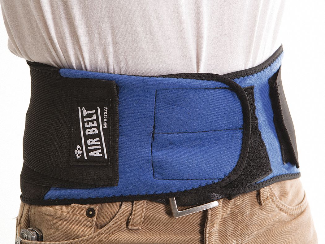 AIR BELT, ADJUSTABLE, BLACK AND BLUE, 32 X 37 IN