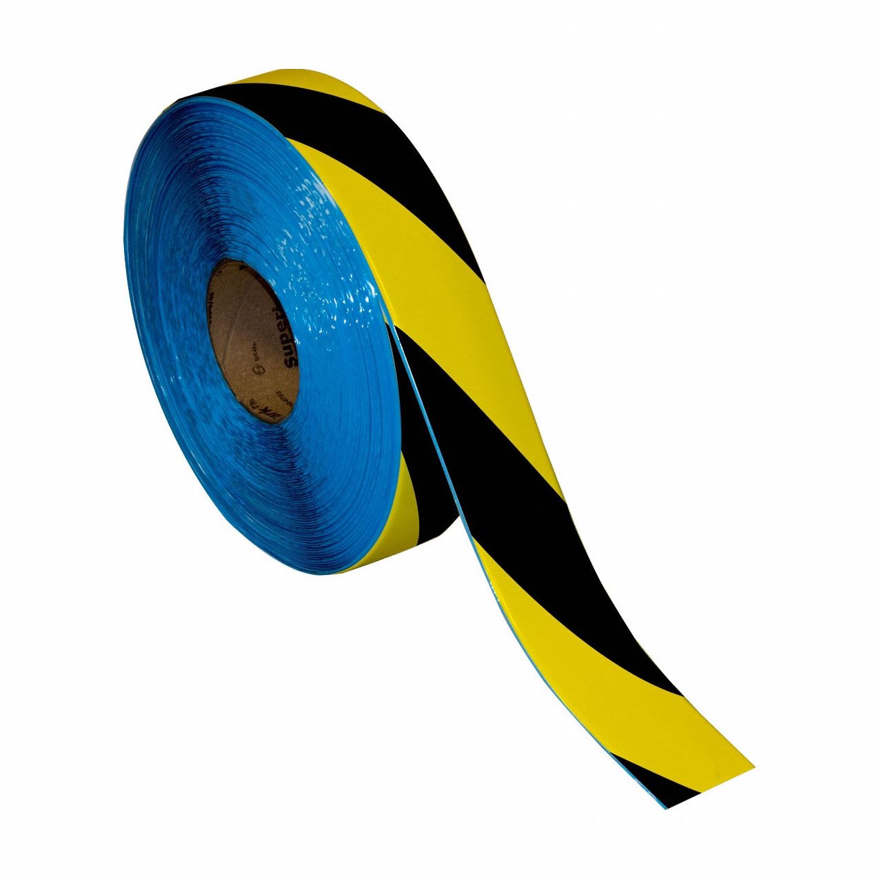Floor Marking Tape: Striped, Black/Yellow, 2 in x 100 ft, 32 mil Tape Thick, Superior Mark