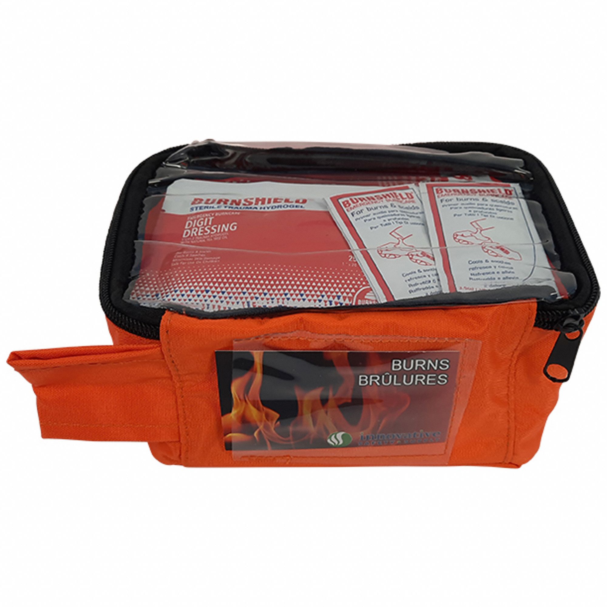 FIRST AID KIT, GENERAL PURPOSE, PORTABLE, 44-PIECE, 15 PEOPLE, ORANGE, 8 X 2 X 4 IN, NYLON