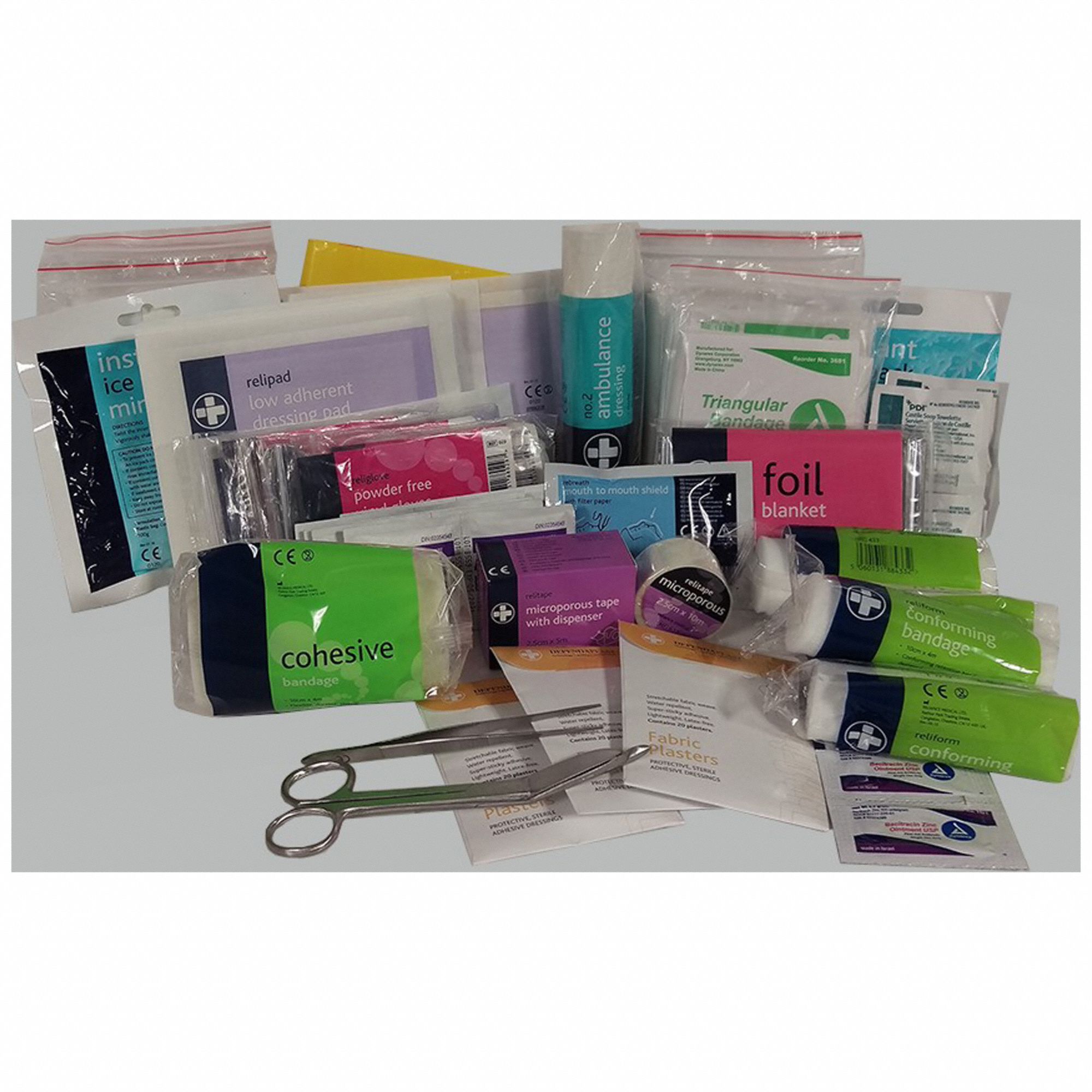 FIRST AID KIT, GENERAL PURPOSE, 103-PIECE, 15 PEOPLE, CLEAR, 12 X 4 X 8 IN, POLY CASE