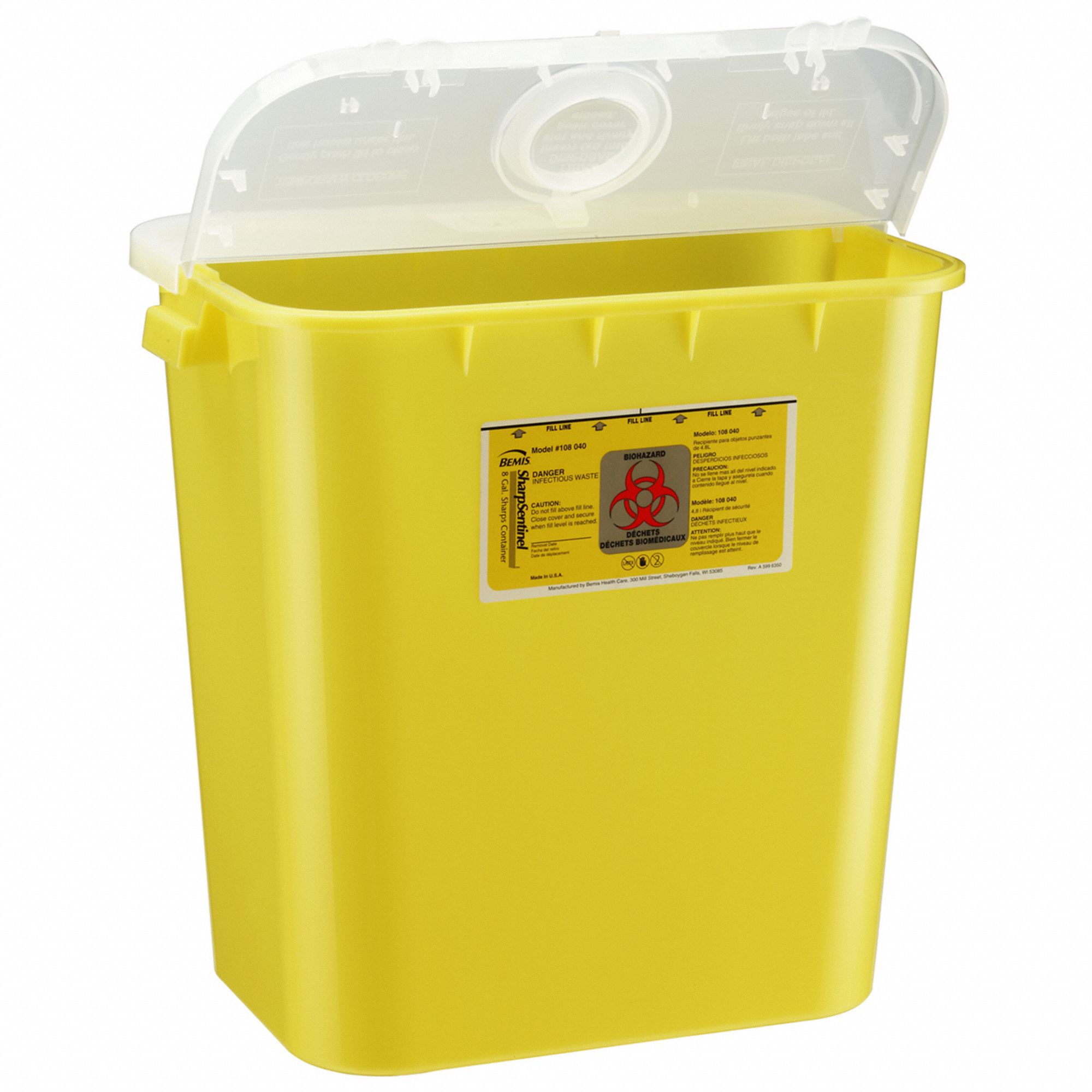 BEMIS SHARPS CONTAINER,8 GAL CAPACITY,16 IN H Sharps Containers