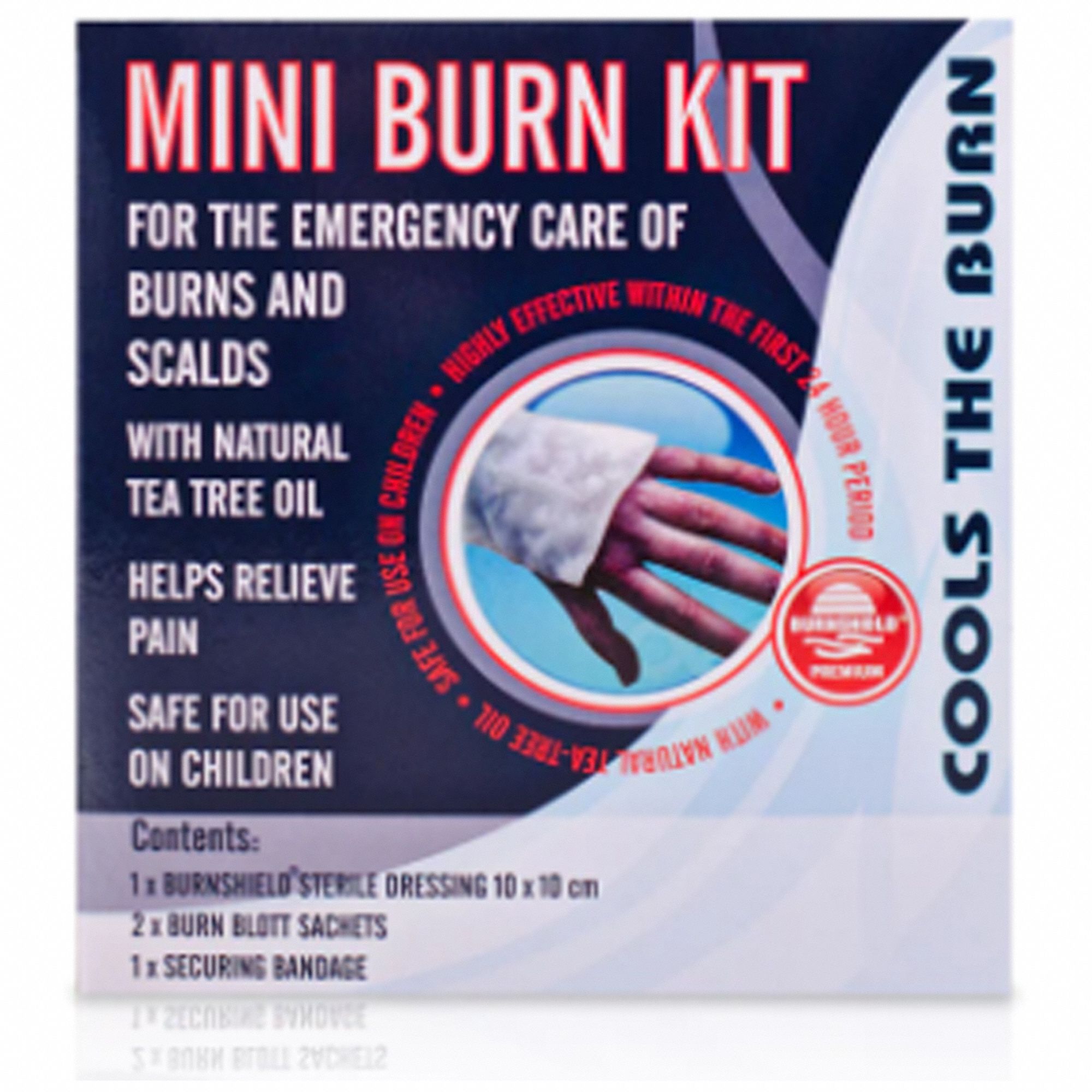 BURN CARE KIT FOR 5 PEOPLE, 4 COMPONENTS, WHITE, PLASTIC BOX