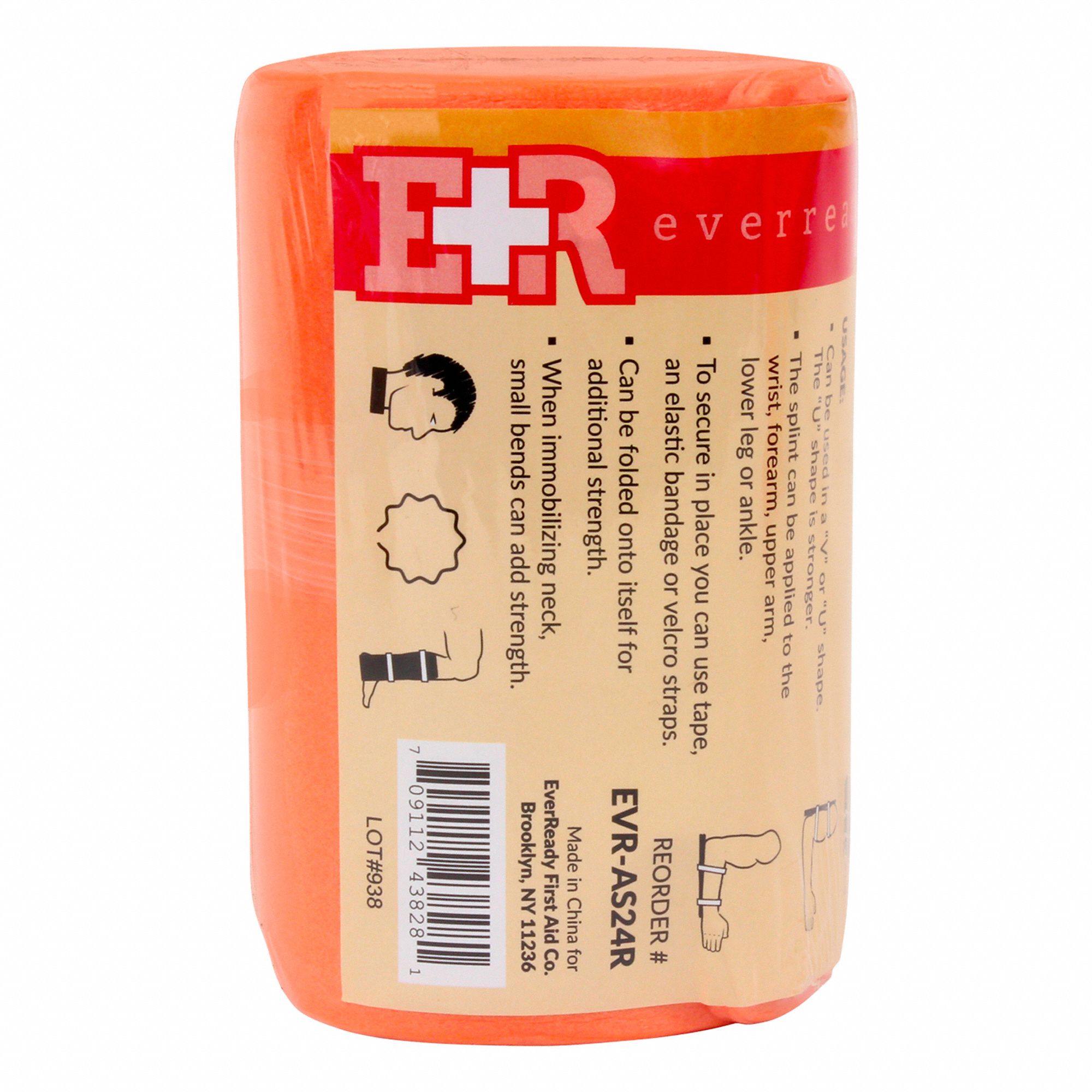 EVER READY FIRST AID MALLEABLE SPLINT,24IN L,ALUM FOAM,ORNG - 27859 ...
