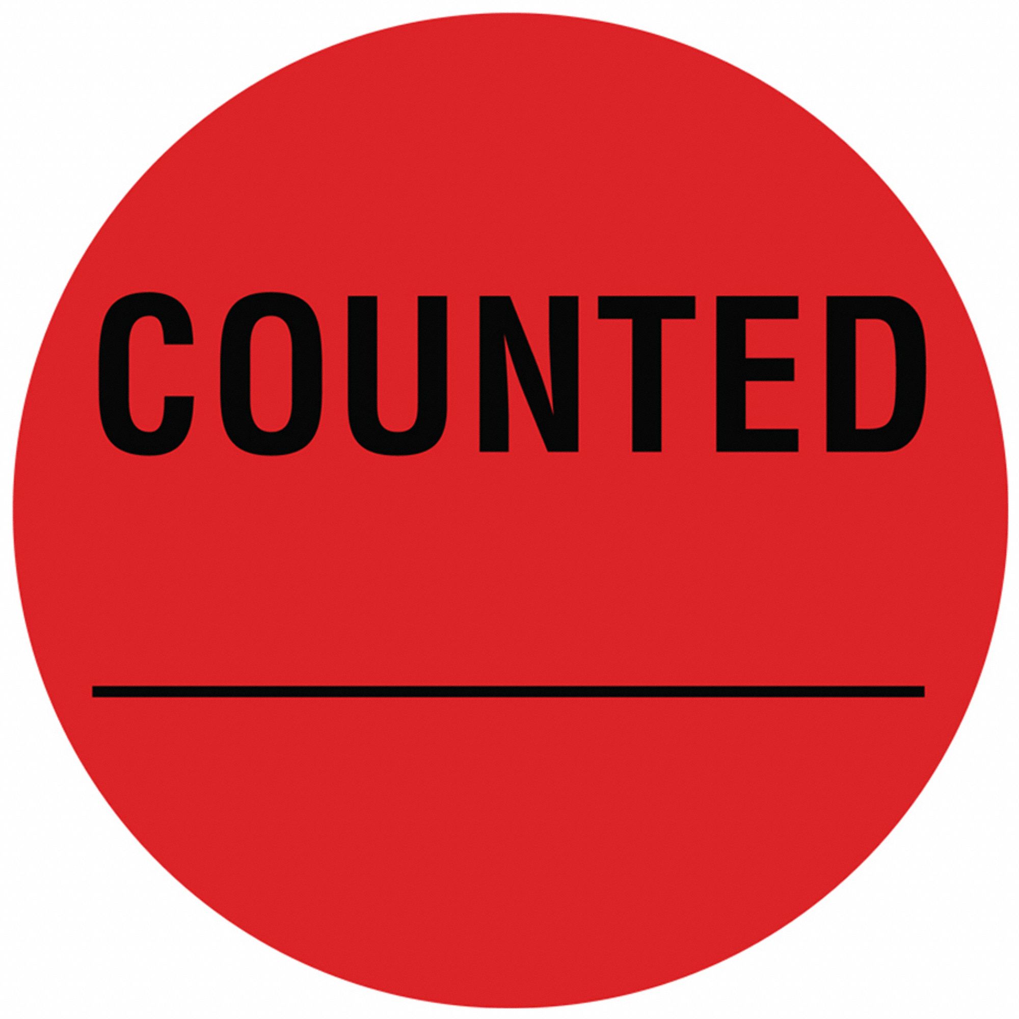 Inventory Label: 2 in Dia, Red, Circle, Paper, Indoor, English, RoHS, 1, 000 PK