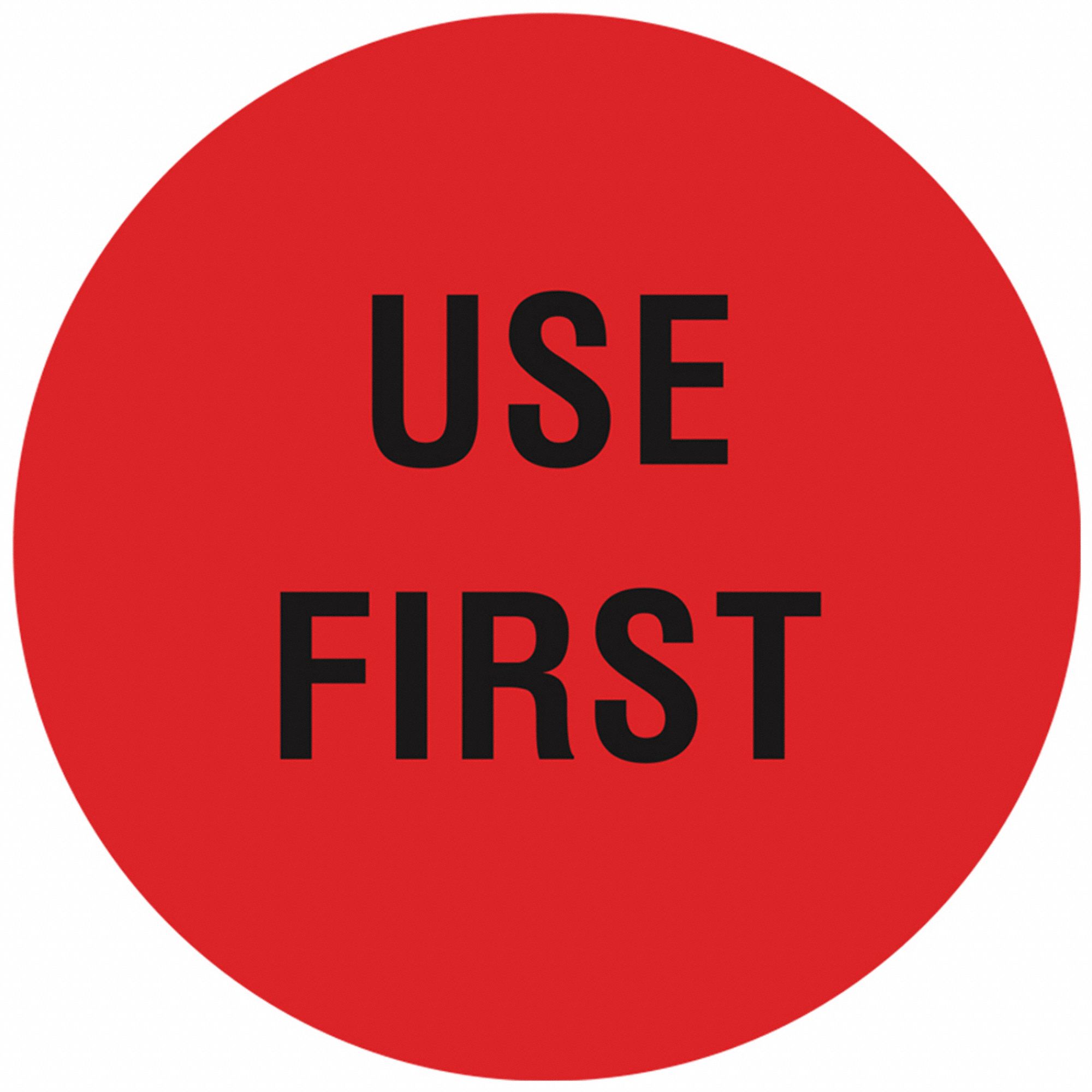 Inventory Label: 2 in Dia, Red, Circle, Paper, Indoor, English, RoHS, 1, 000 PK