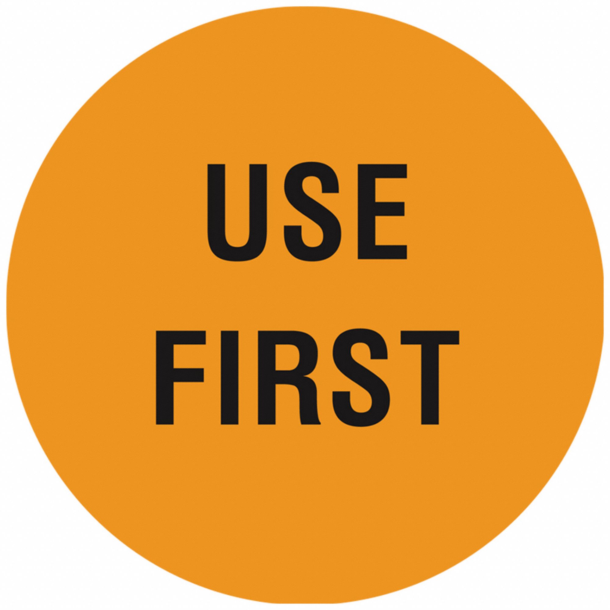 Inventory Label: 2 in Dia, Orange, Circle, Paper, Indoor, English, RoHS, 1, 000 PK