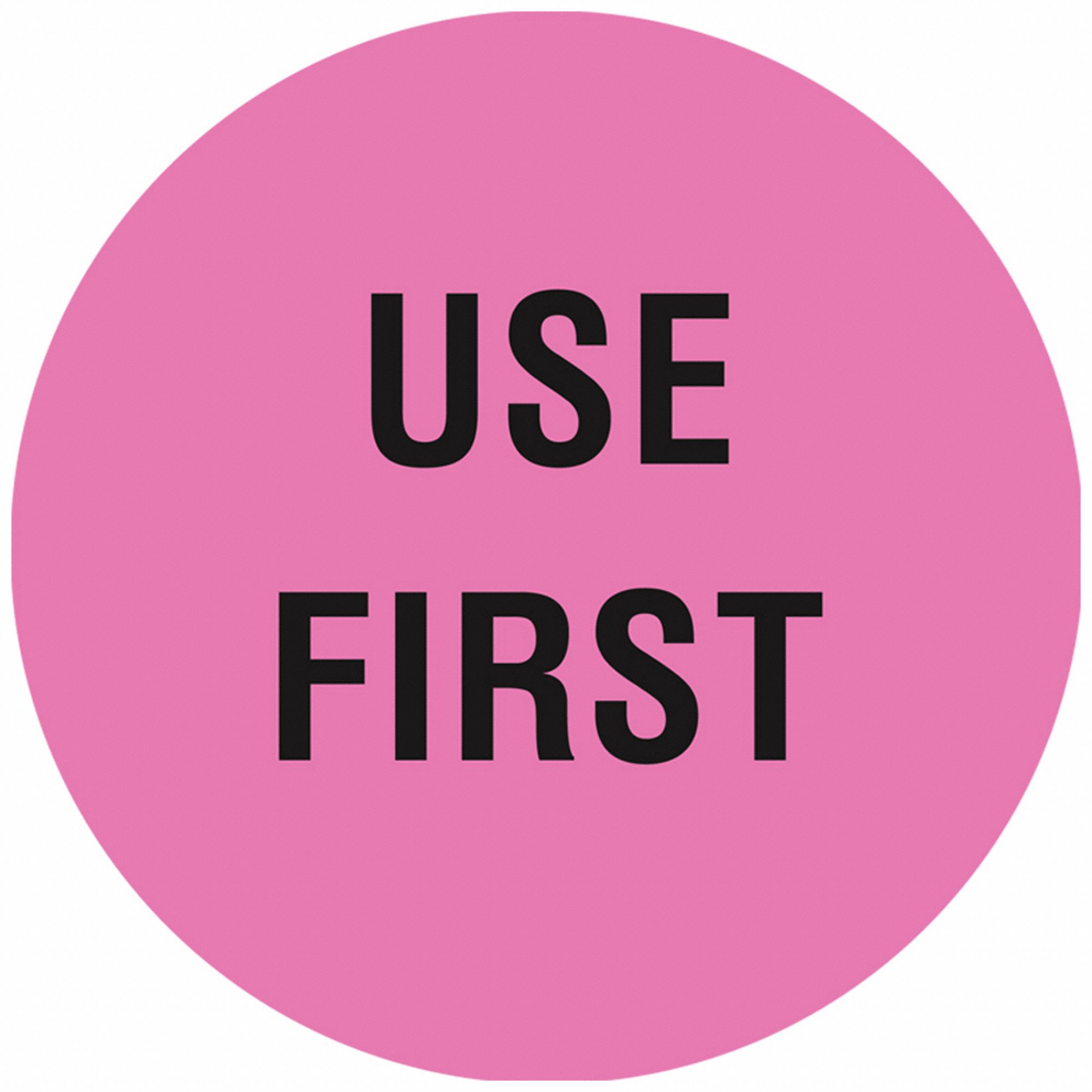 Inventory Label: 2 in Dia, Pink, Circle, Paper, Indoor, English, RoHS, 1, 000 PK