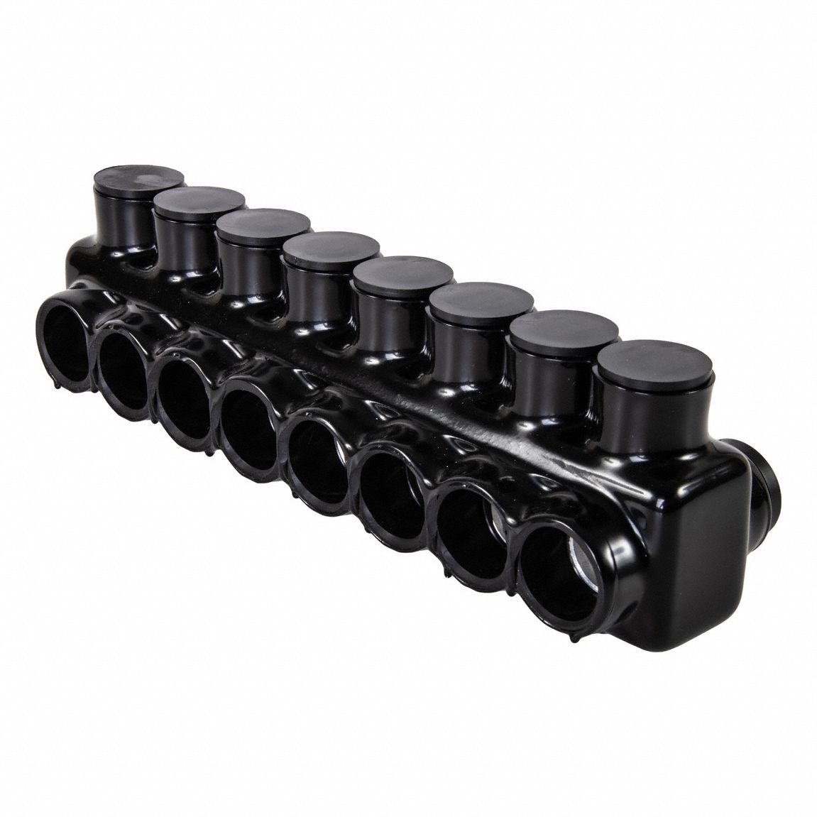 Multitap Connector: 8 Port, Double-Sided Entry, 350 kcmil – 10 AWG Wire Size, Black