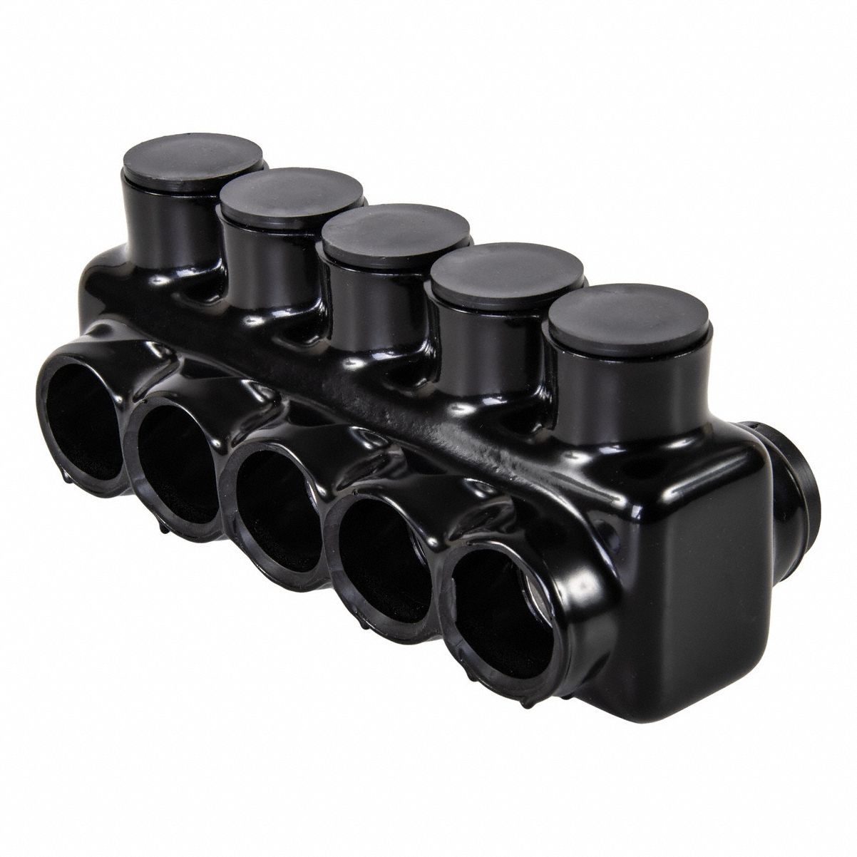 Multitap Connector: 5 Port, Double-Sided Entry, 500 kcmil – 4 AWG Wire Size, Black