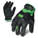 GLOVES, IMPACT-RESISTANT, ANTI-ABRASION, FULL FINGER, SZ L/9, BLK/GRN, SYNTH LEATHER/SPANDEX/TPR