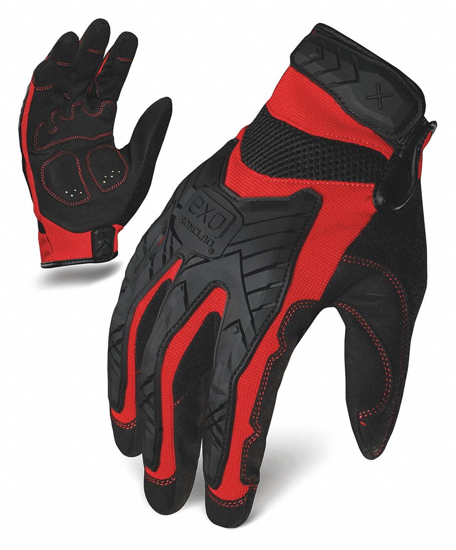 Red Spandex Padded Palm Mechanic's Gloves