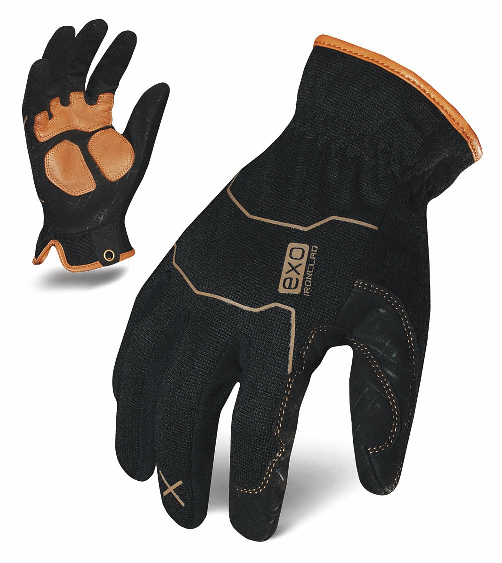 IRONCLAD Mechanics Gloves XL ( 10 ), Mechanics Glove, Full Finger, Synthetic Leather, Black, 1