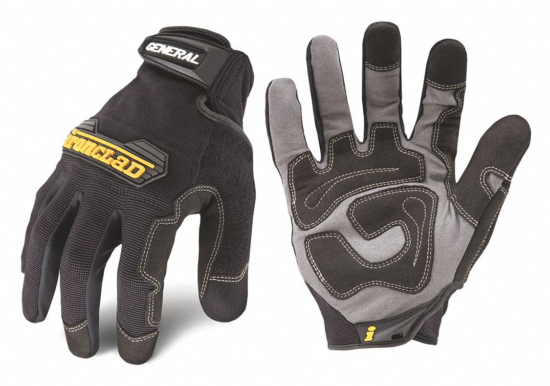 GLOVES, UTILITY, IMPACT/ABRASION RESIST, FULL FINGER, ANSI A2, XXL/11, BLK, SYNTH LEATHER/NYLON/TPR