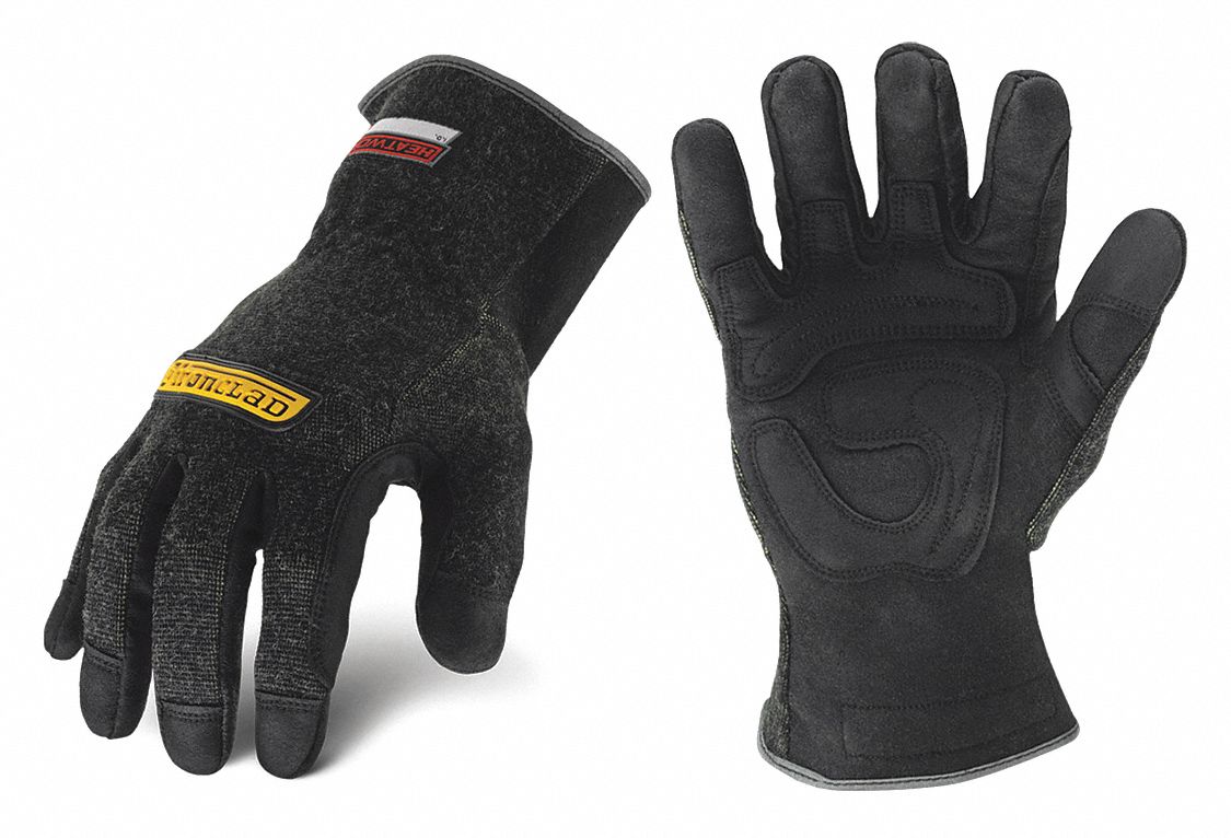 IRONCLAD HEATRESISTANT GLOVES, UNCOATED, CUT LEVEL A2, SZ S/7, 10 1/4 IN L, BLACK, KEVLAR