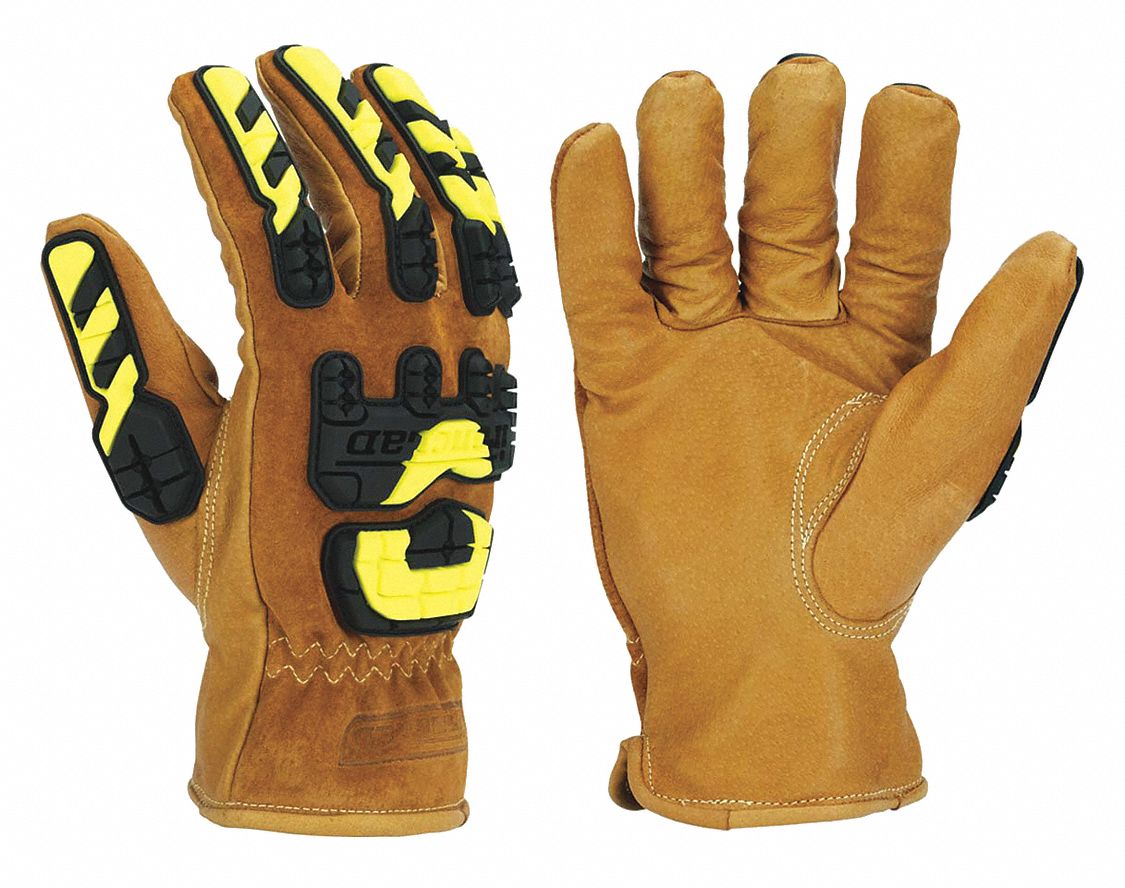 GANTS, RÉSIST CHOCS, ANTI-ABRASION, CLIPSABLE, DOIGT ENTIER, P/7, HAVANE, CUIR